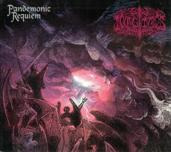 Noctes — Pandemonic Requiem (1997): violet-pink, dark fantasy metal album cover.